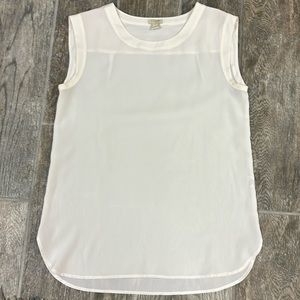 XS J Crew Sheer Chiffon Tank Top White
